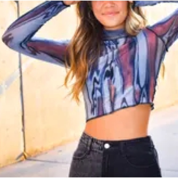 NWOT - Ignited Flames Marbleized Mesh Top - Picture 1 of 9